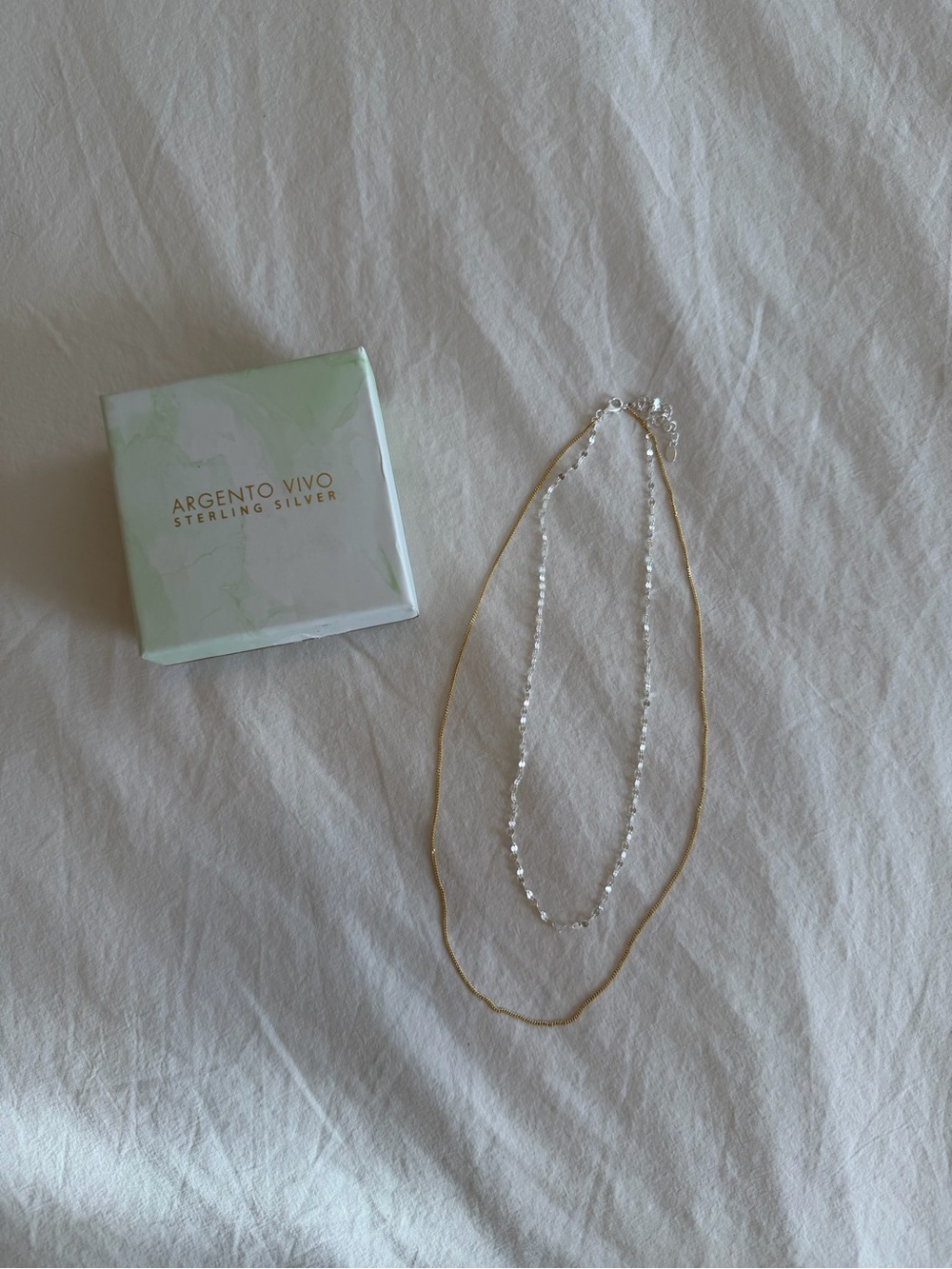 Argento Vivo Two-Tone Layered Dainty Necklace in Silver and Gold